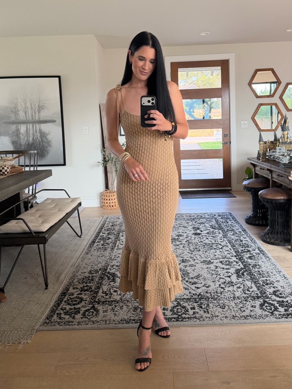 Akira LINSEY Tan Maxi Knit Dress